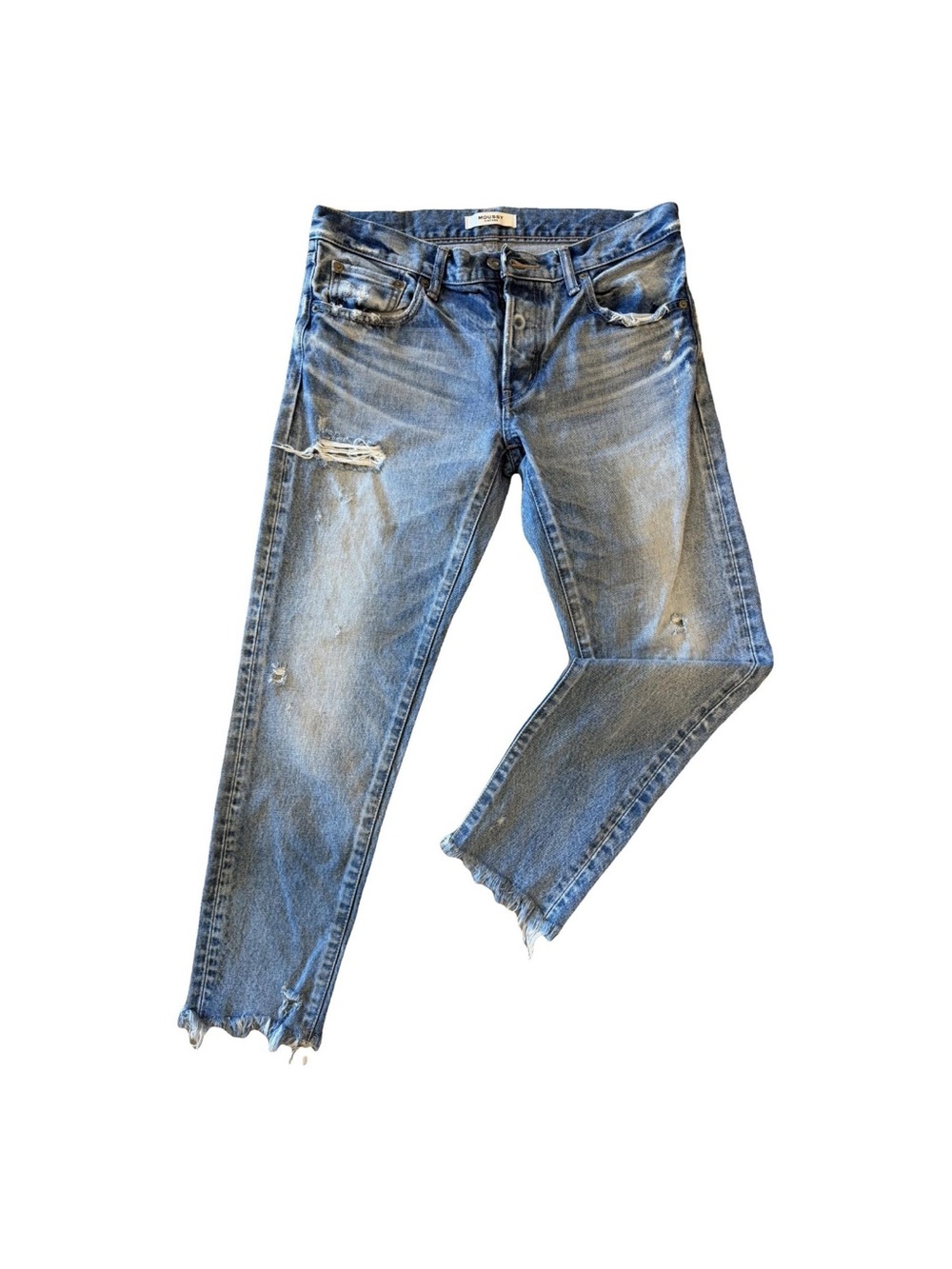 Moussy Light Blue Distressed Cropped Jeans